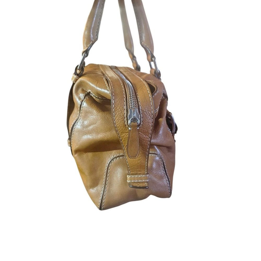Michael Kors Tan Leather Satchel Handbag Buckle Detail Bowler Bag - Picture 7 of 11